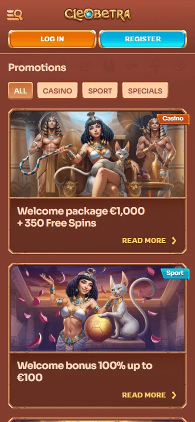 Cleobetra Casino mobile promotions area